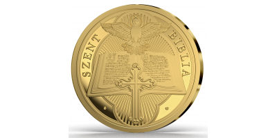 Szent Biblia színarany érem 1g díszdobozban